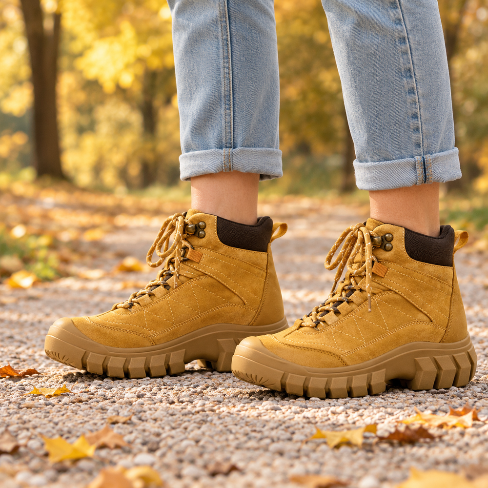 Lecco Hiking Boots in Wheat (on foot)