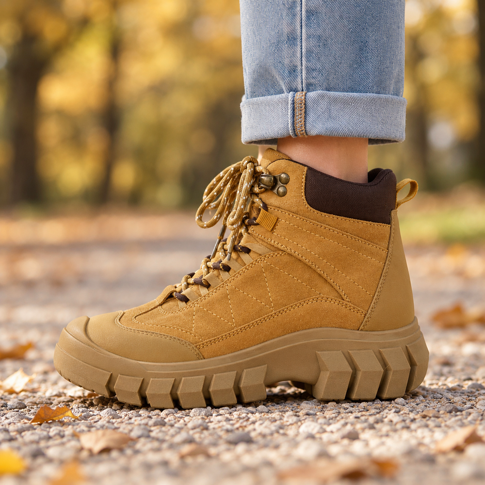 Lecco Hiking Boots in Wheat (side view)