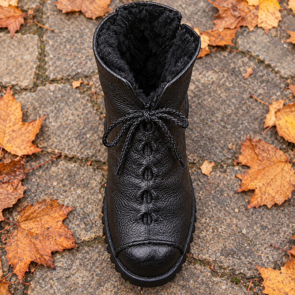 Cortona Lace-Up Boots in Black (inside view)
