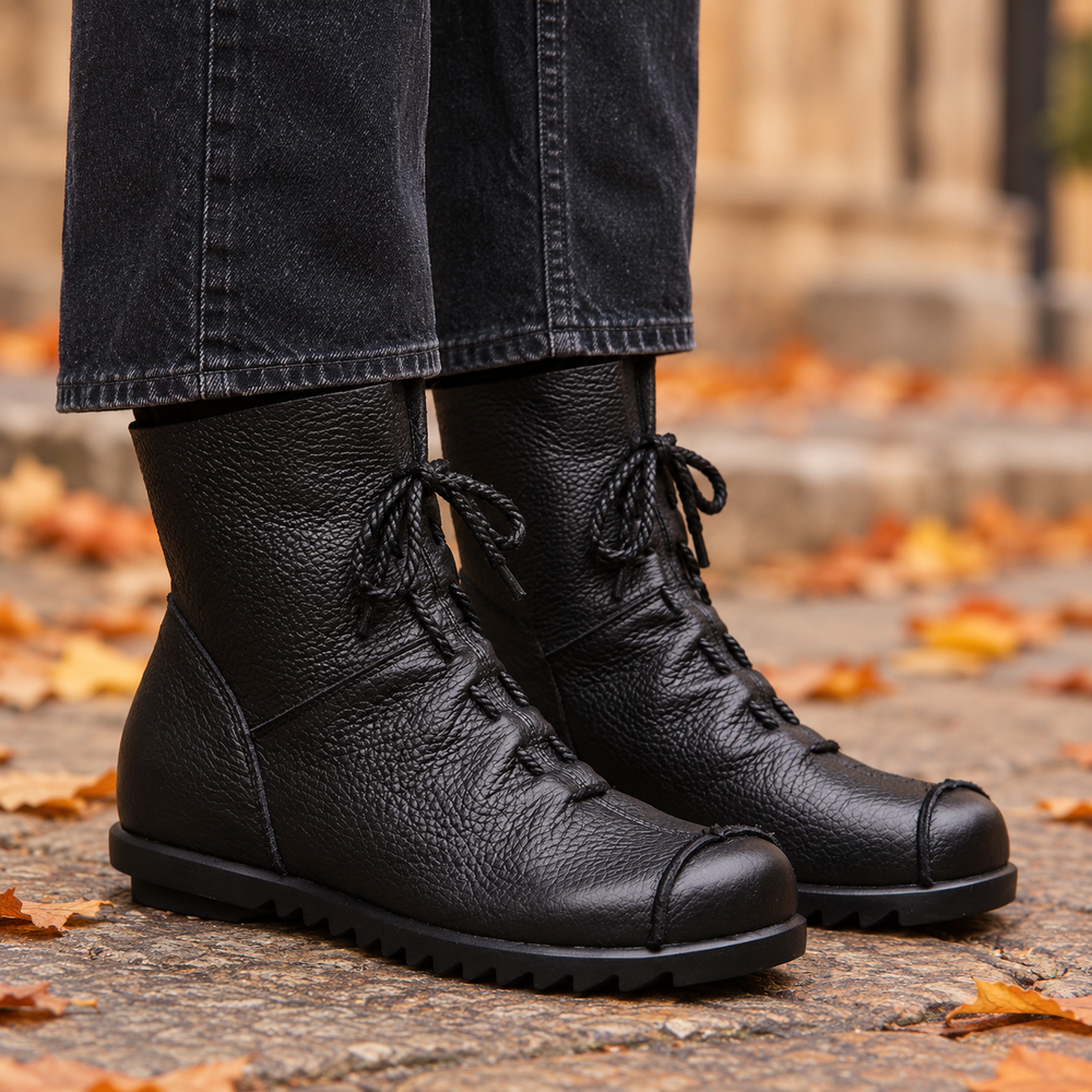 Cortona Lace-Up Boots in Black (on foot)