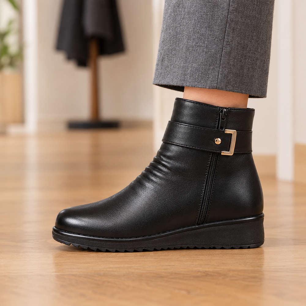 Trevi Orthopedic Ankle Boots in Black (side view)