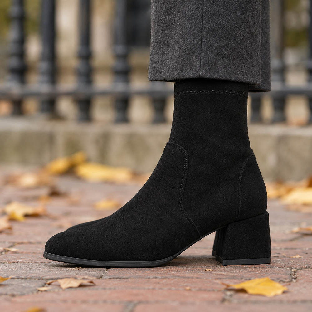Certaldo Ankle Boots in Black Suede (side view)