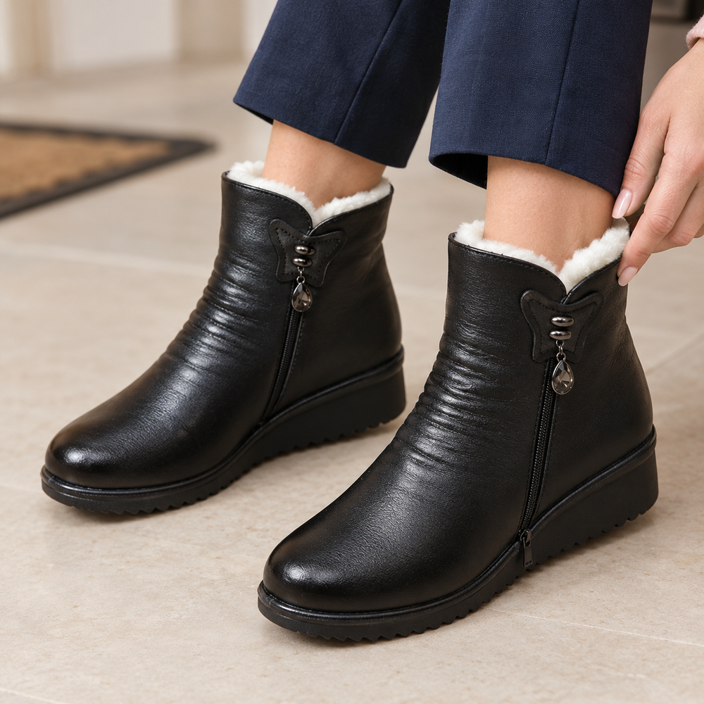 Todi Orthopedic Ankle Boots in Black (on foot)