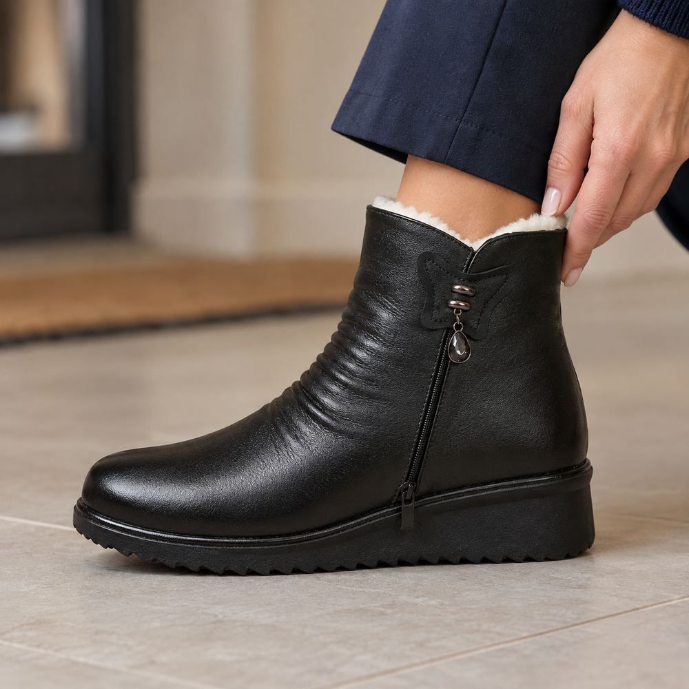 Todi Orthopedic Ankle Boots in Black (side view)