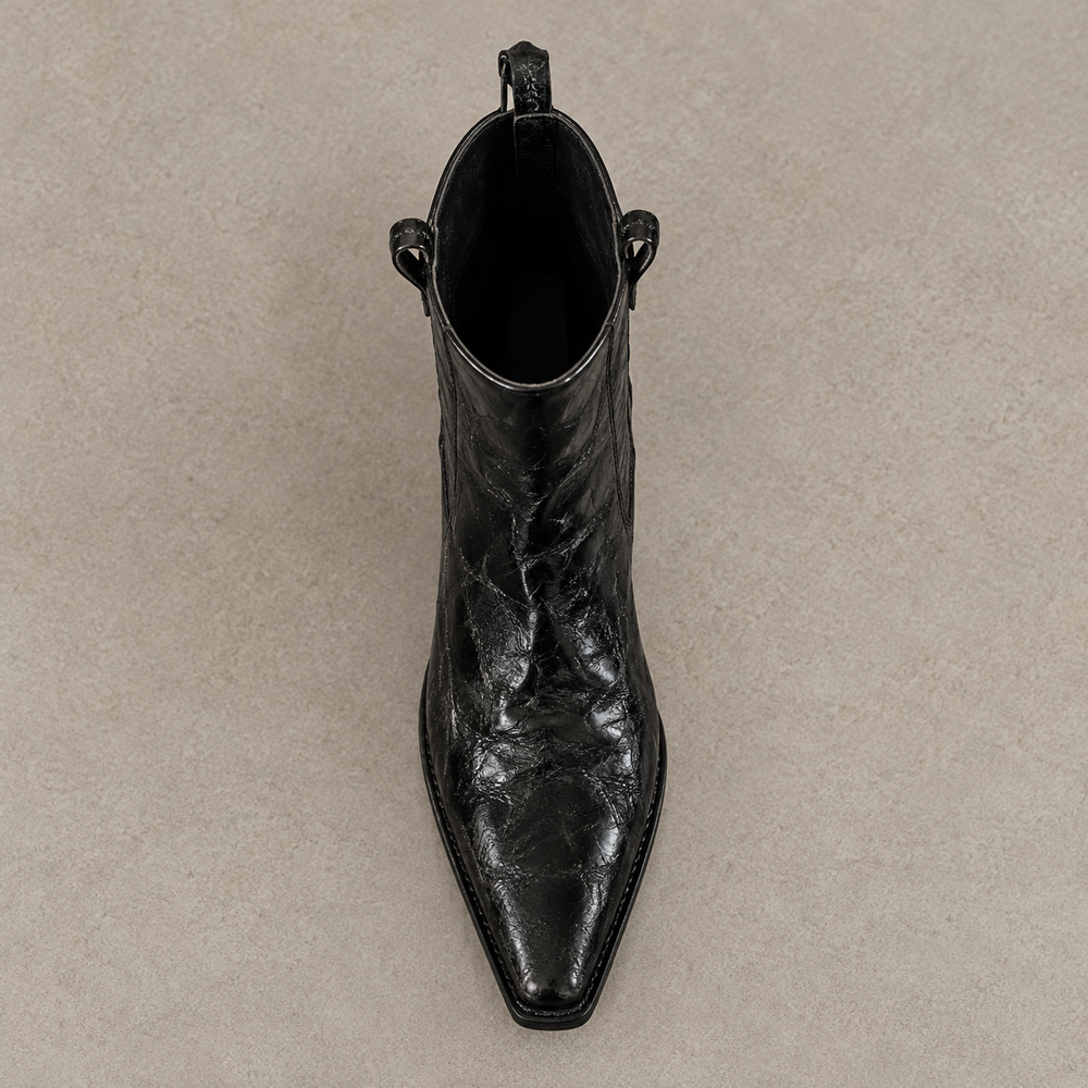 Siena Western Boots in Black (inside view)