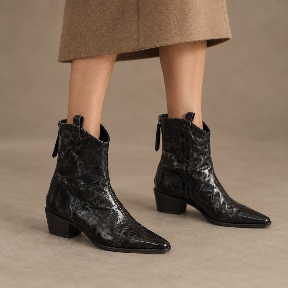Siena Western Boots in Black (on foot)