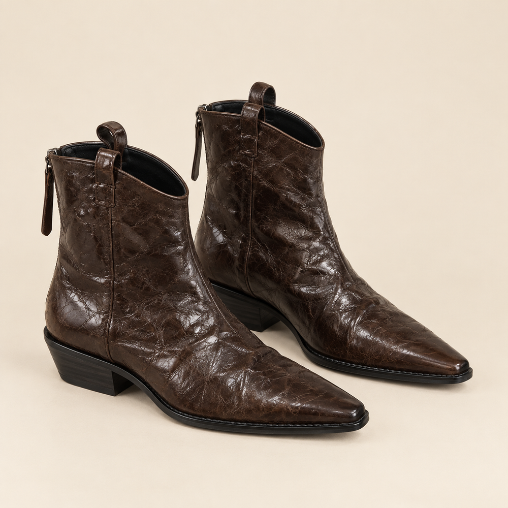 Siena Western Boots in Chocolate