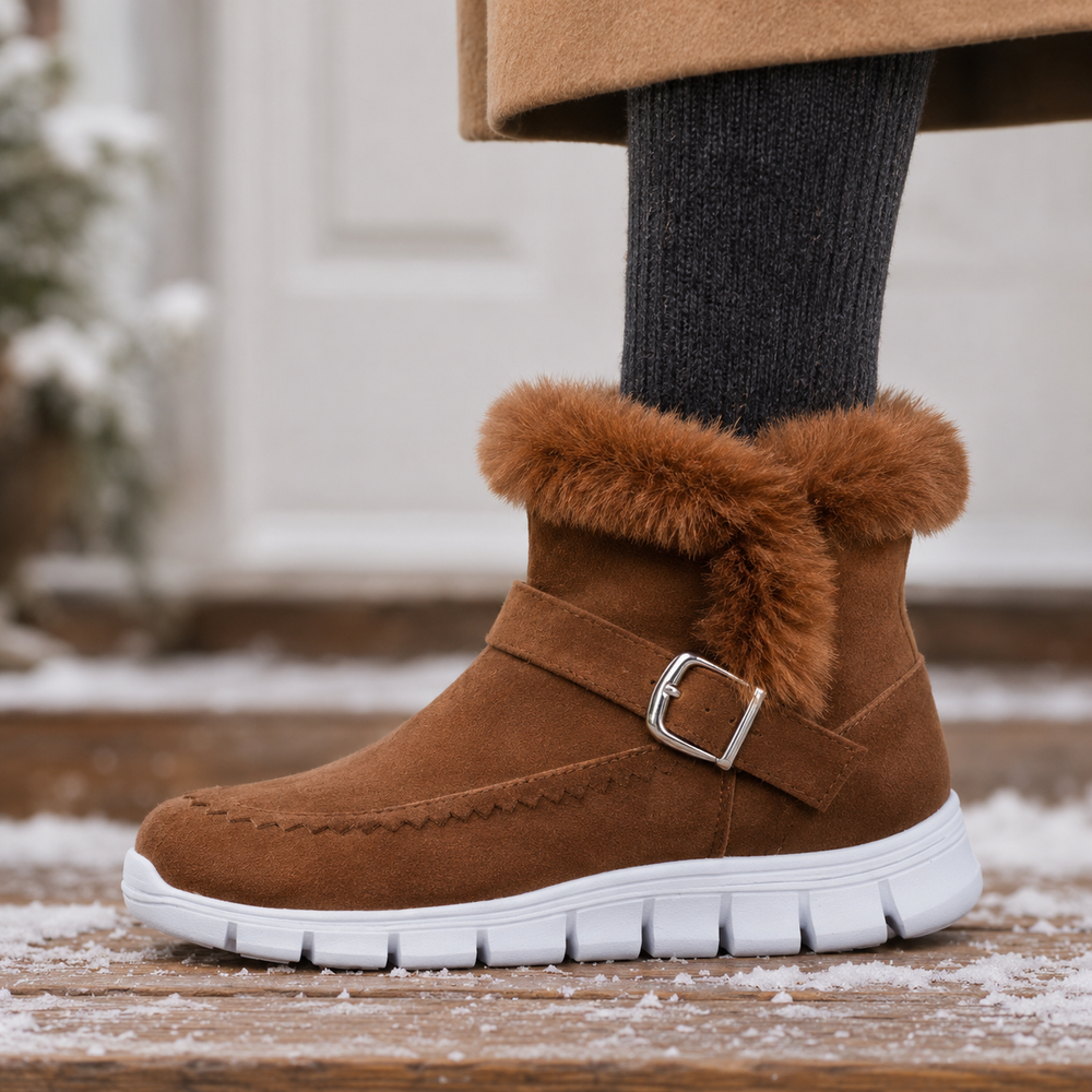 Dorgali Snow Boots in Chestnut (side view)