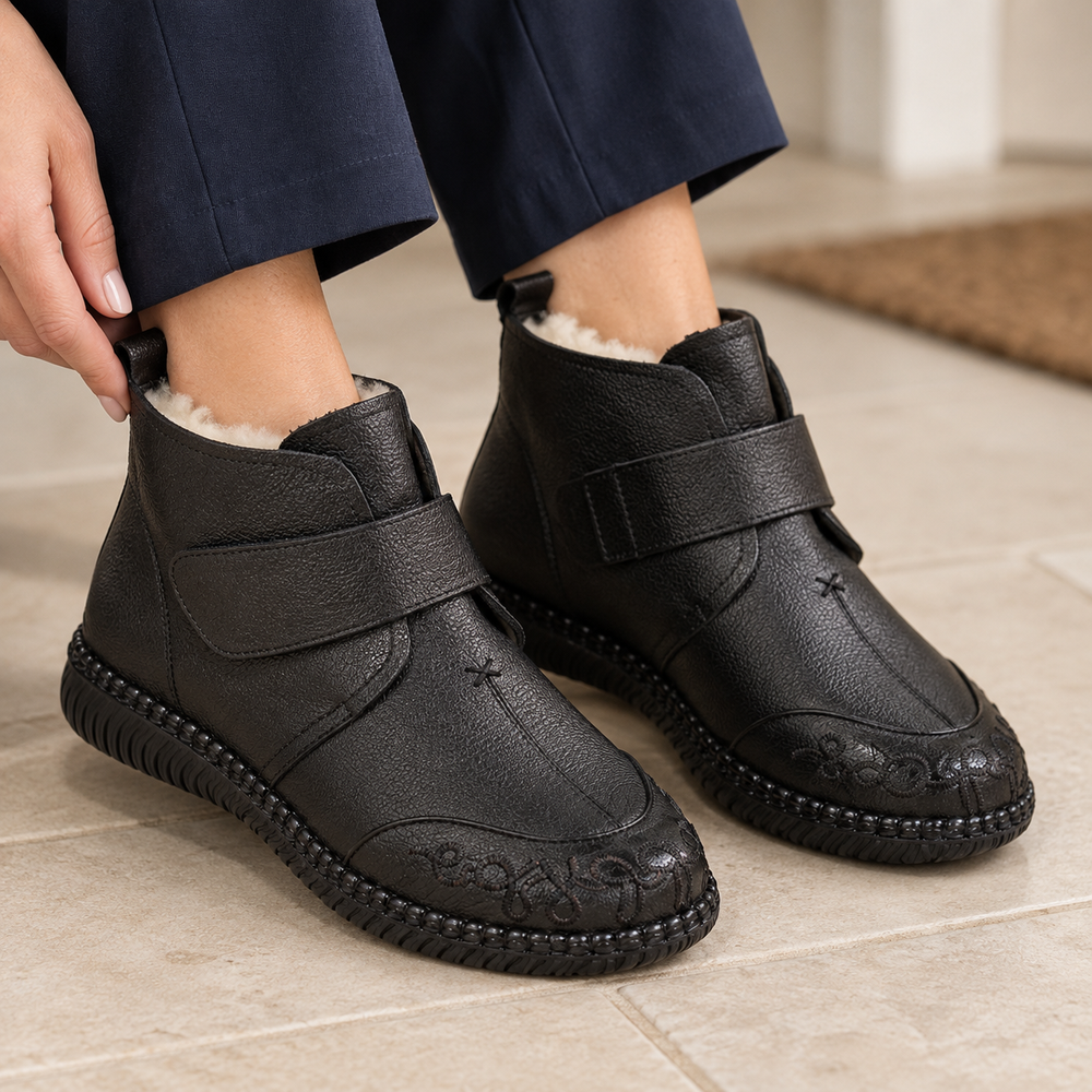Sulmona Orthopedic Ankle Boots in Black (on foot)