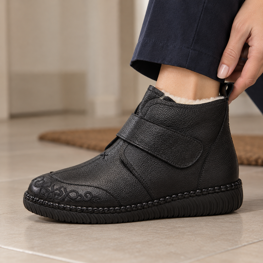 Sulmona Orthopedic Ankle Boots in Black (side view)