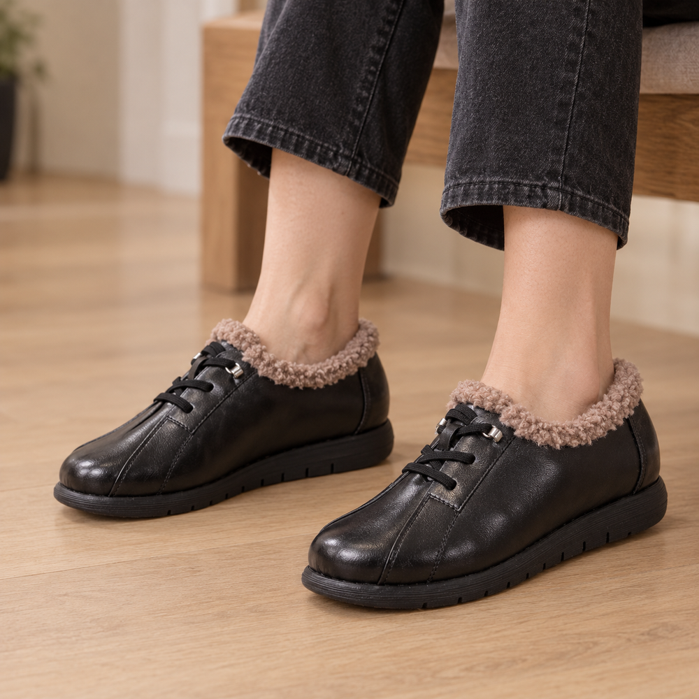 Bassano Orthopedic Moccasins in Black (on foot)