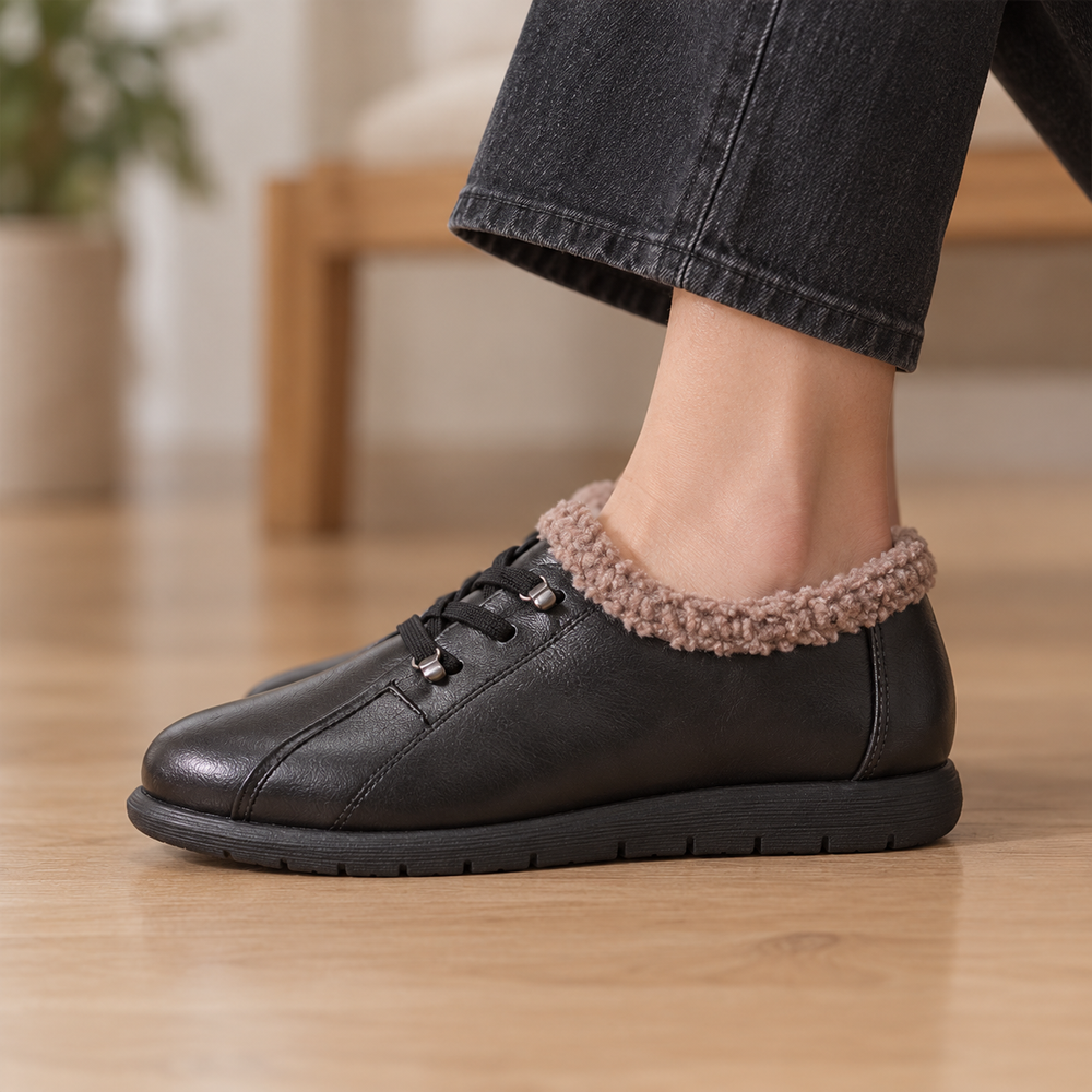Bassano Orthopedic Moccasins in Black (side view)