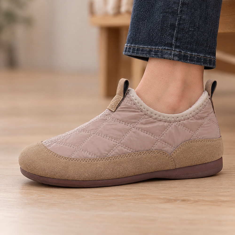 Cervia Orthopedic Slip-On Shoes in Taupe (side view)