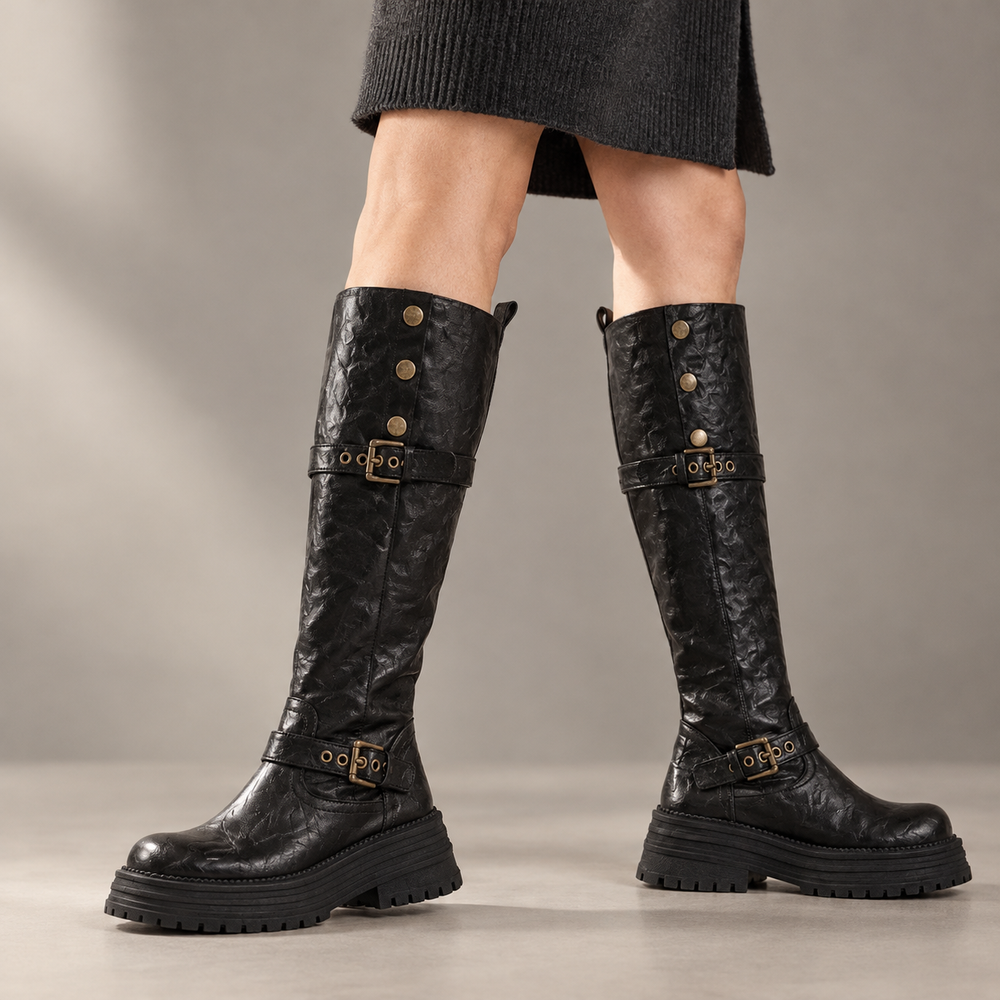 Lucca Riding Boots in Black (on foot)