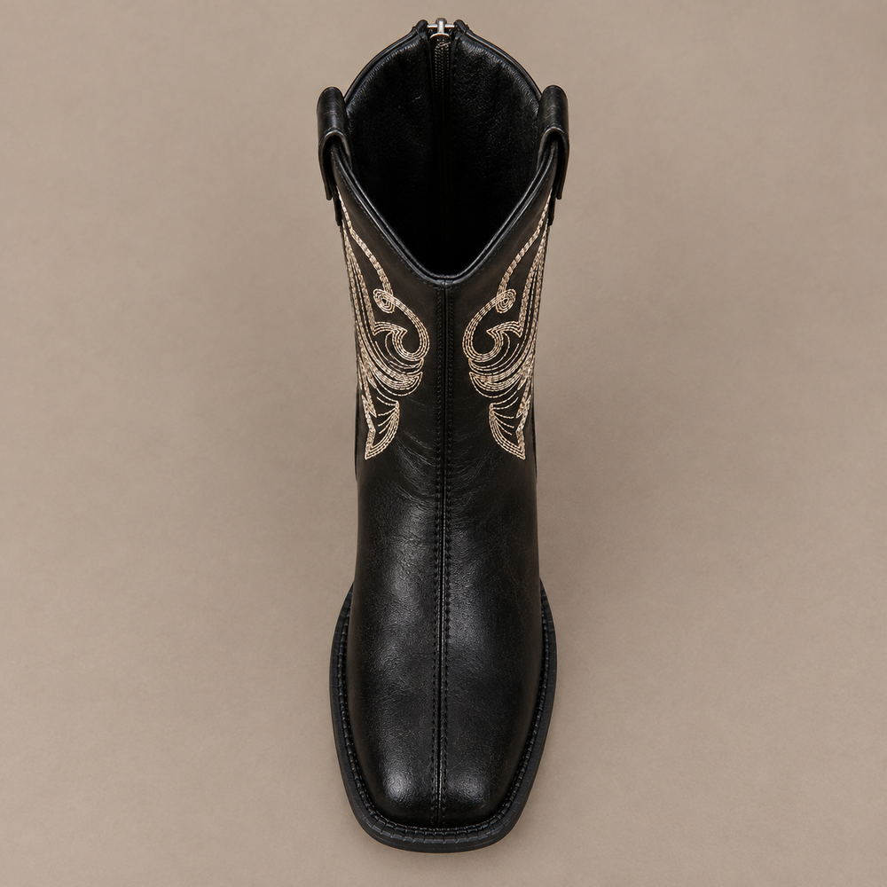 Pescia Western Boots in Black (inside view)