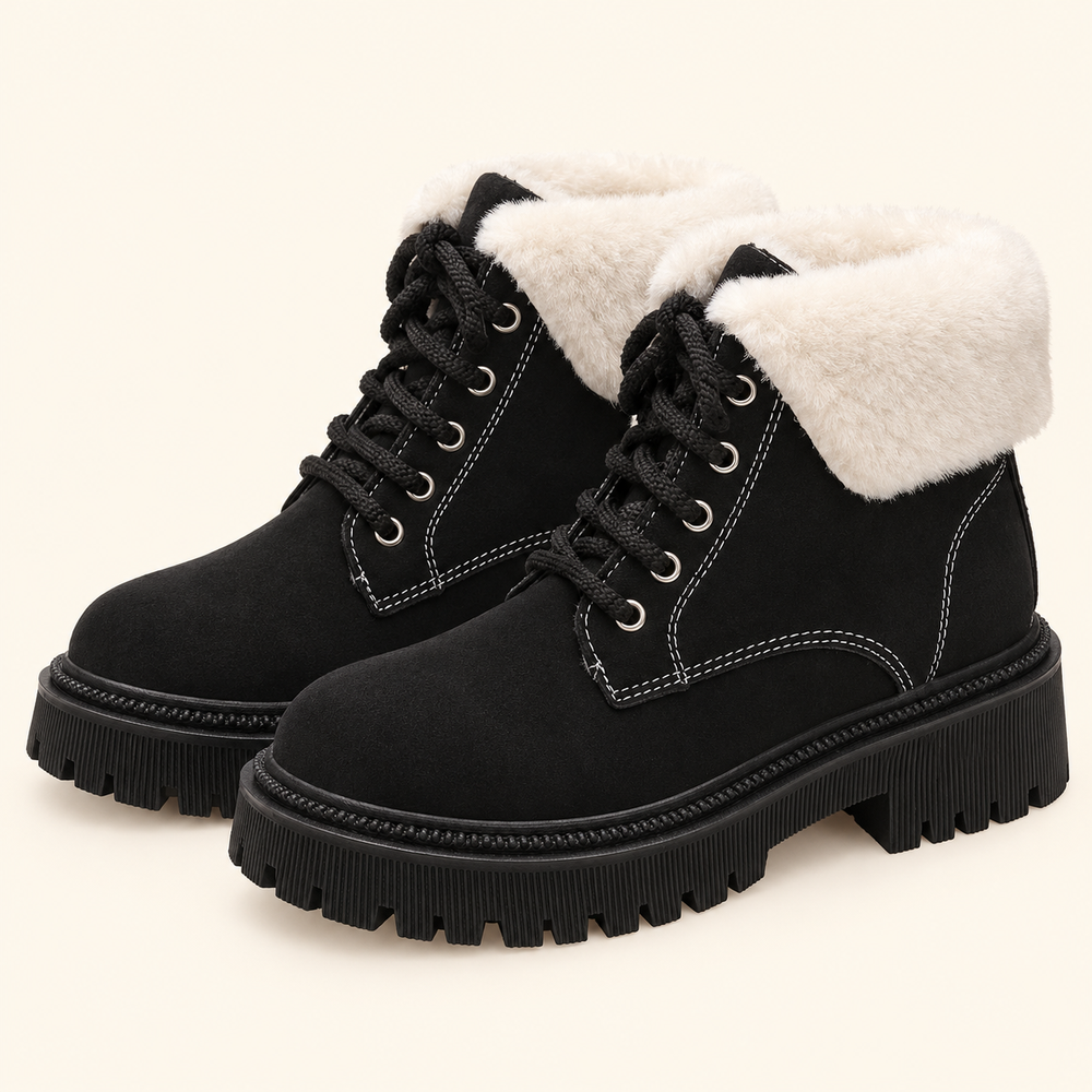 Radda Lace-Up Boots in Black
