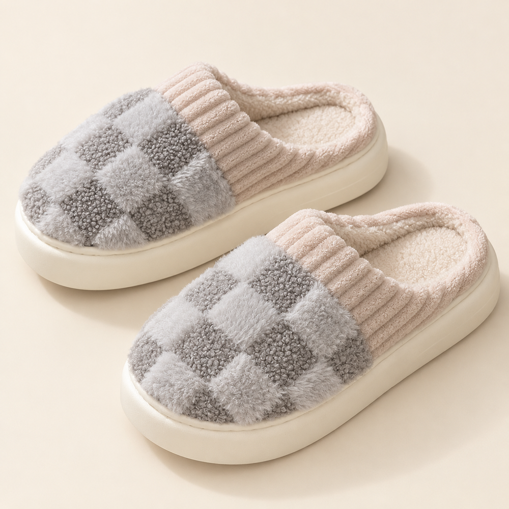 Dobbiaco Slippers in Grey Check