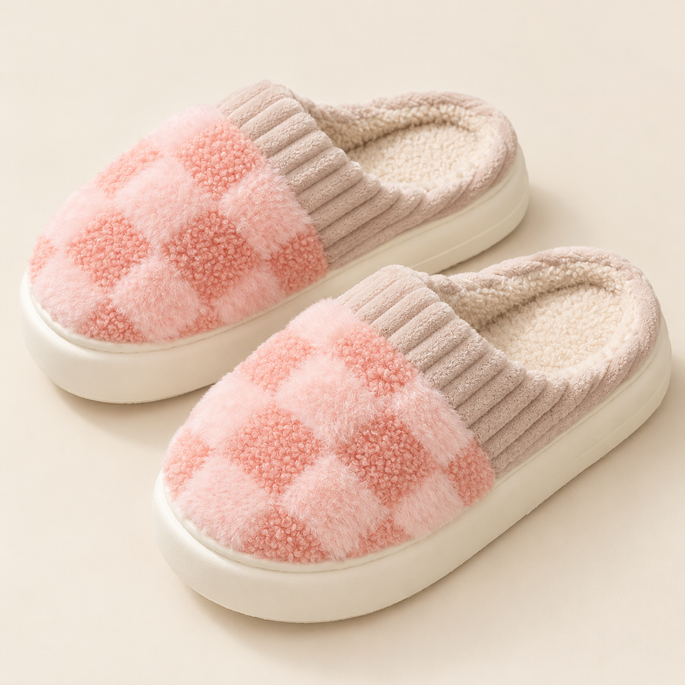 Dobbiaco Slippers in Pink Check