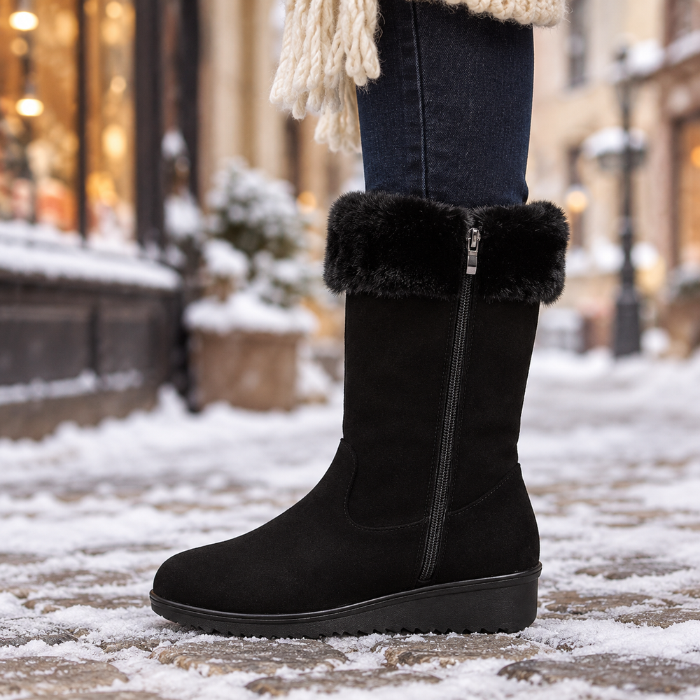 Tempio Snow Boots in Black (side view)