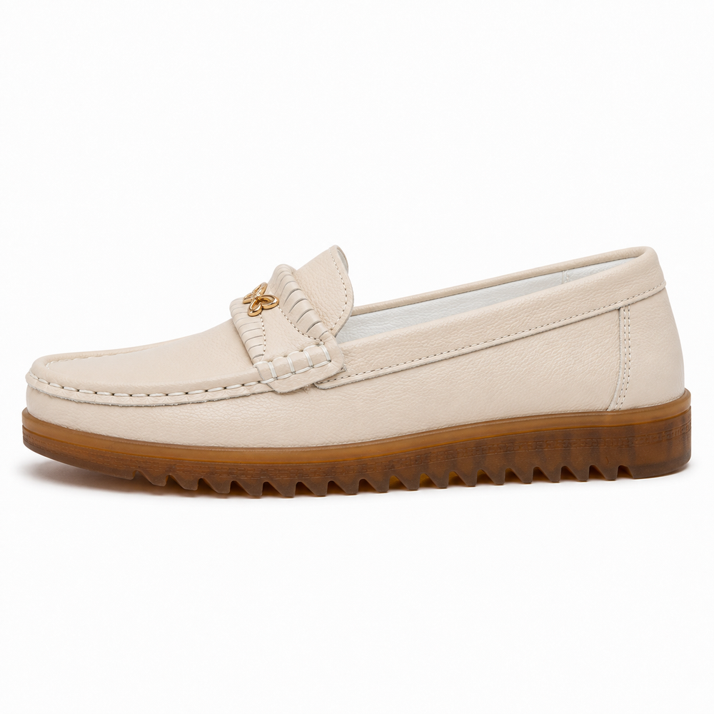 Elba Orthopedic Moccasins - Beige - side view