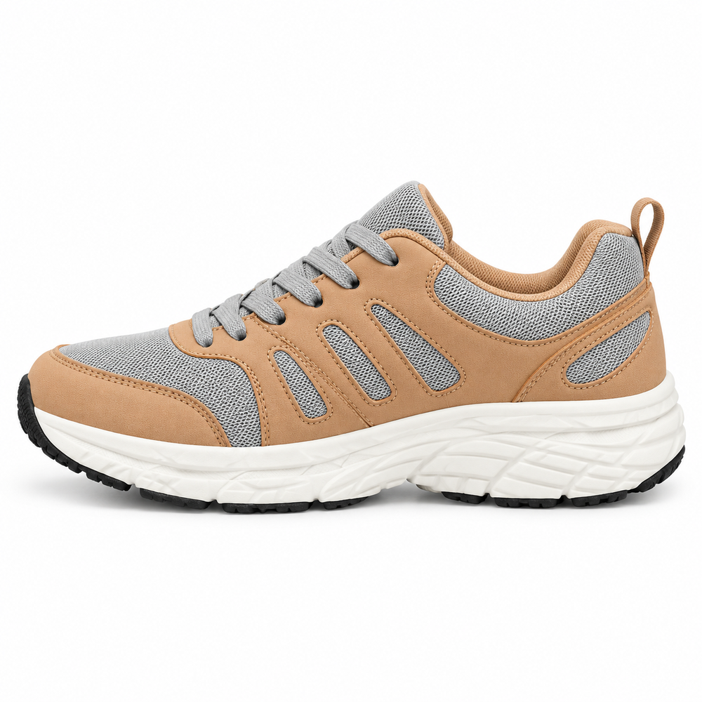 Bellaria Women's Orthopedic Walking Trainers - Khaki - side view