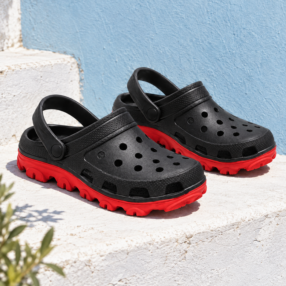 Alatri Orthopedic Clogs - Black / Red - styled