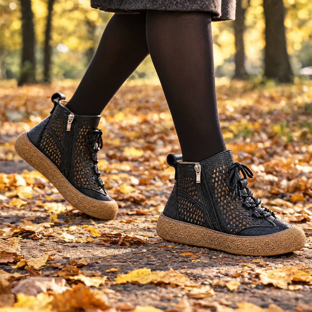 Ancona Orthopedic Ankle Boots - Black - on foot