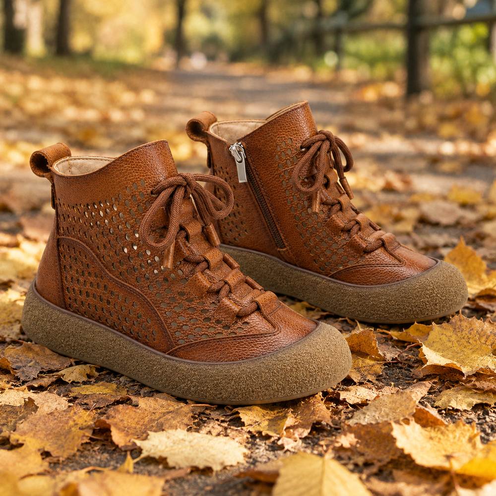Ancona Orthopedic Ankle Boots - Brown - styled
