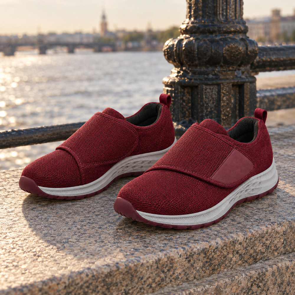 Arbus Orthopedic Walking Shoes - Burgundy - styled