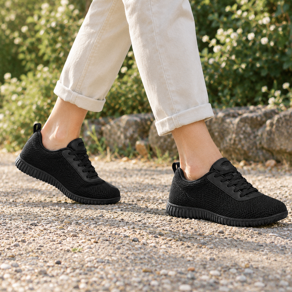 Balestrate Orthopedic Walking Shoes - Black - on foot side
