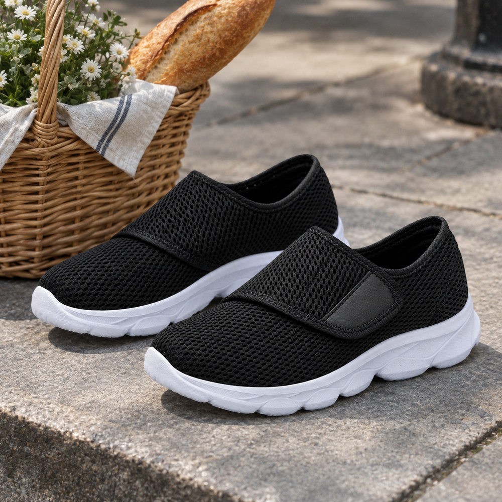 Bellano Orthopedic Walking Shoes - Black / White - styled