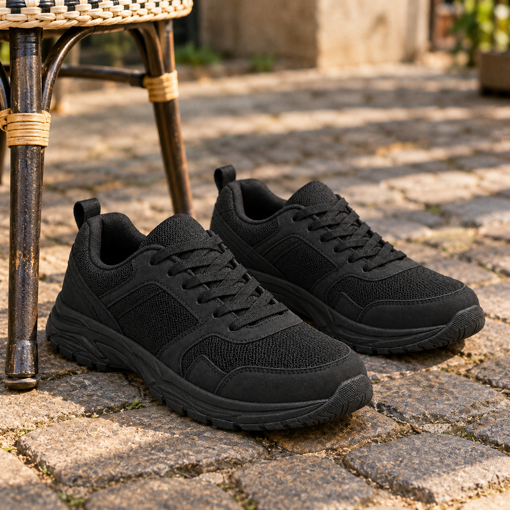 Bellaria Women's Orthopedic Walking Trainers - Black - styled