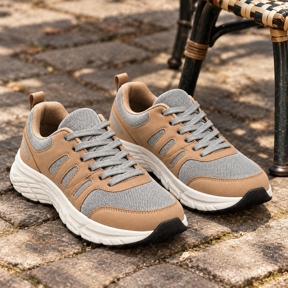 Bellaria Women's Orthopedic Walking Trainers - Khaki - styled