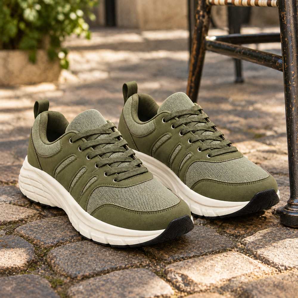 Bellaria Women's Orthopedic Walking Trainers - Olive - styled