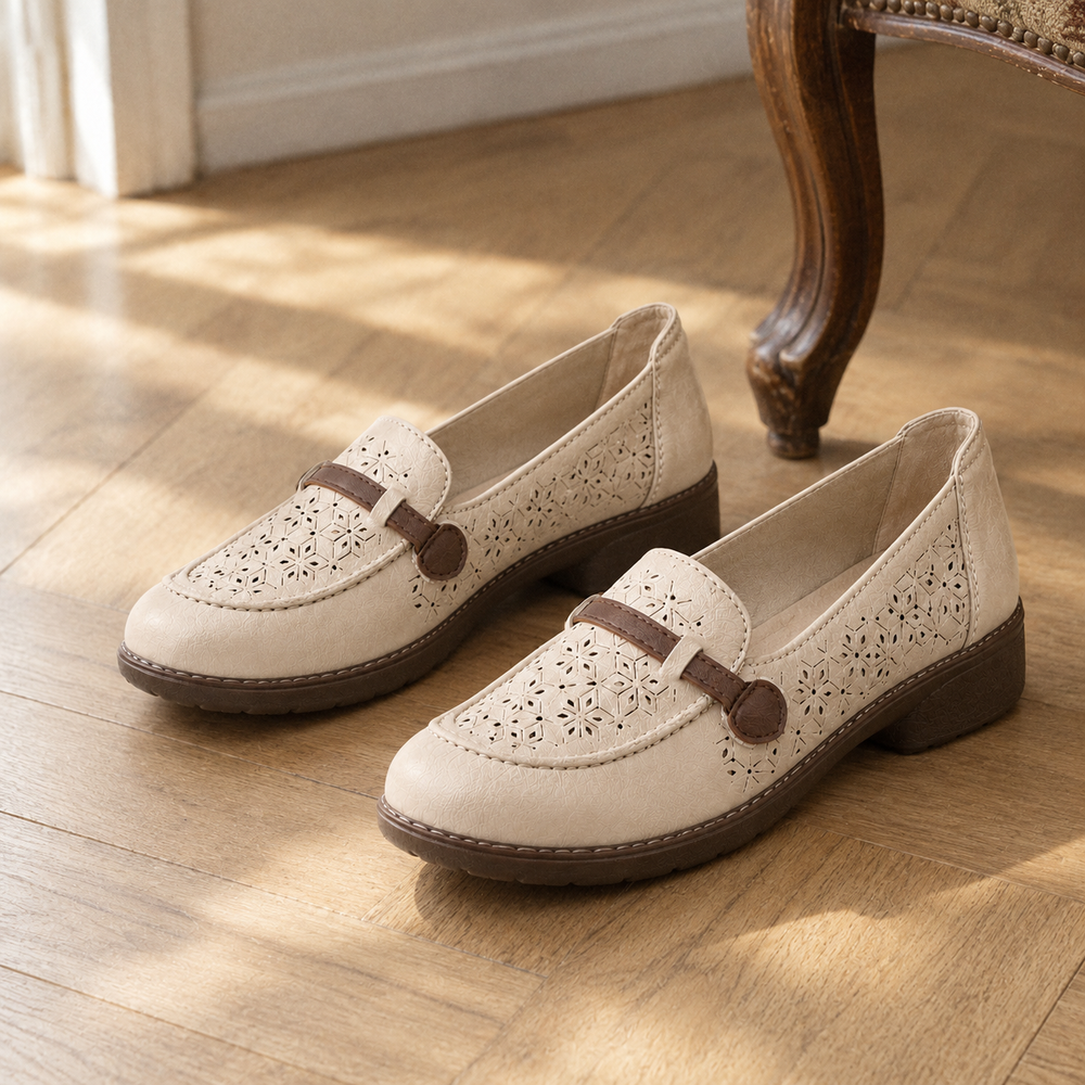 Bordighera Orthopedic Loafers - Beige - styled