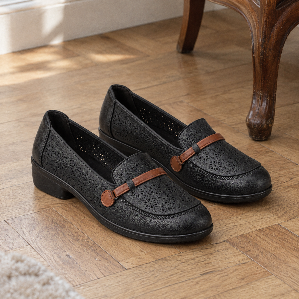 Bordighera Orthopedic Loafers - Black - styled