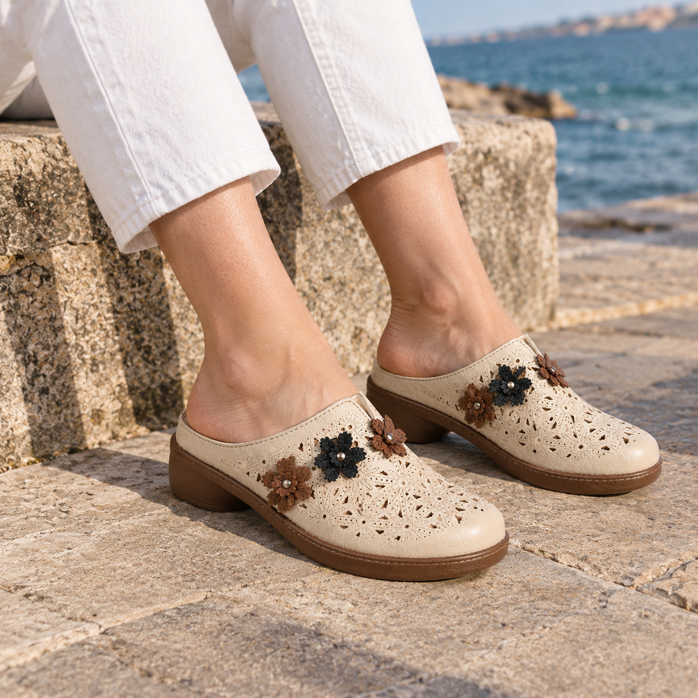 Bussolengo Orthopedic Mules - Beige - on foot side