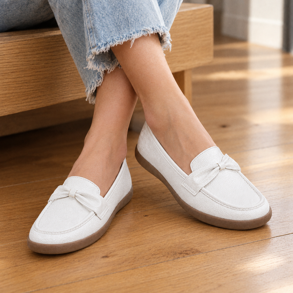 Catania Orthopedic Loafers - White - on foot side