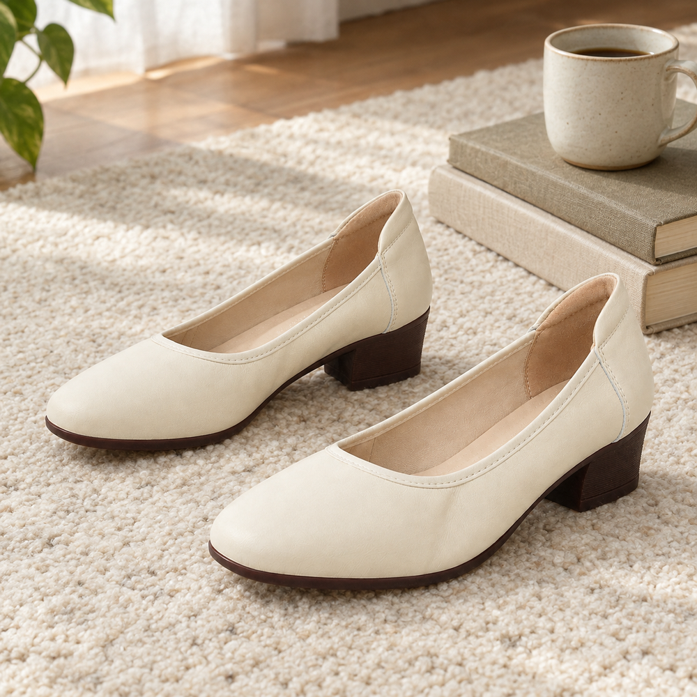 Chieti Orthopedic Comfort Pumps - Off-White - styled