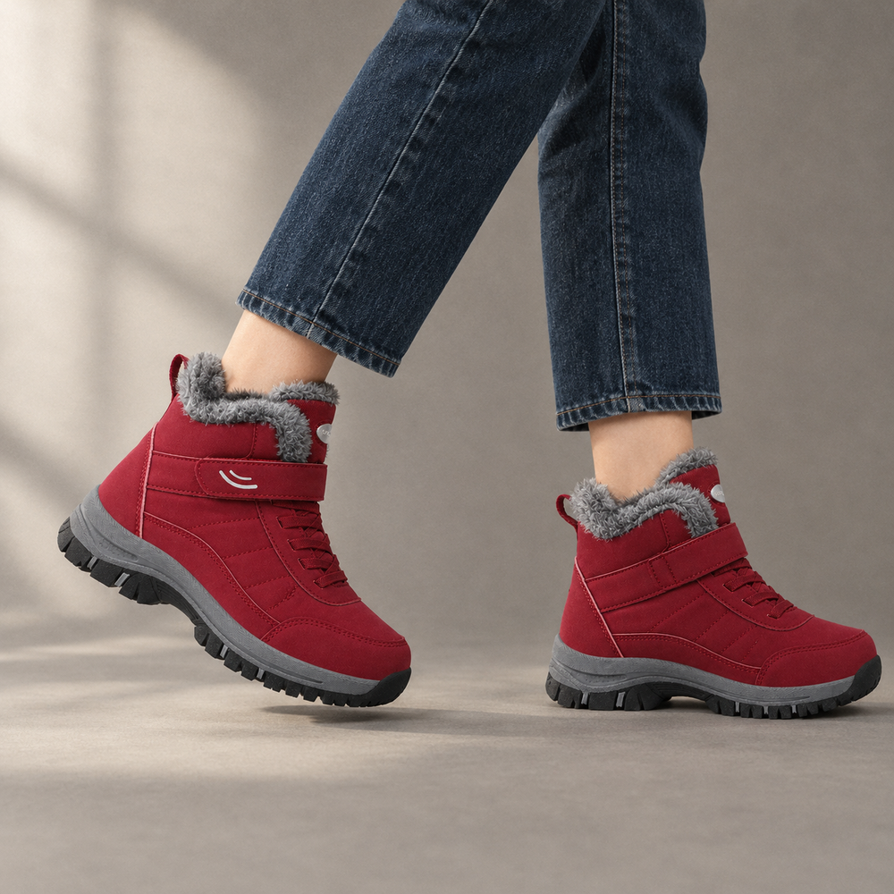 Chiusa Orthopedic Ankle Boots - Maroon - on foot