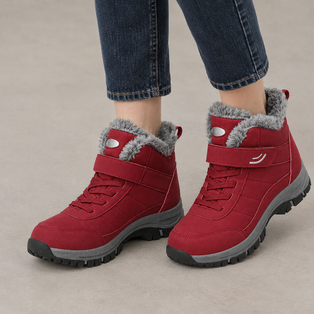 Chiusa Orthopedic Ankle Boots - Maroon - on foot side