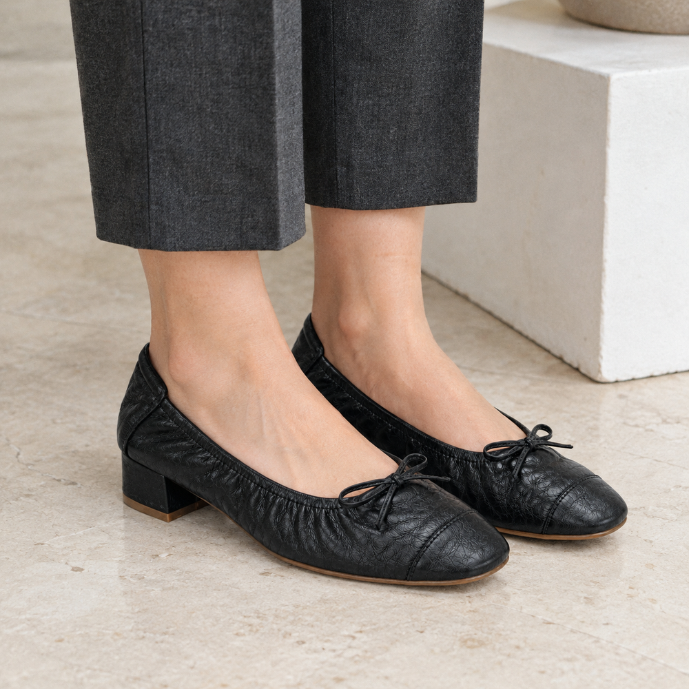 Cremona Orthopedic Ballet Flats - Black - on foot side