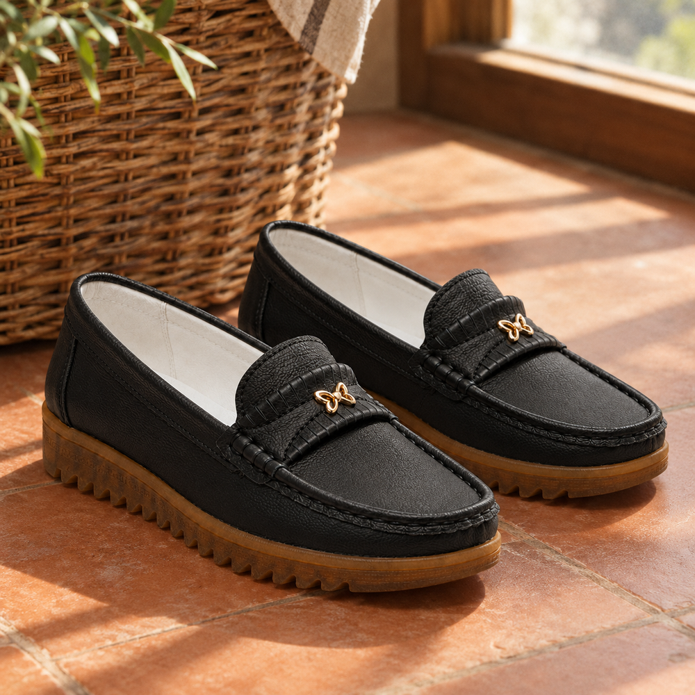 Elba Orthopedic Moccasins - Black - styled