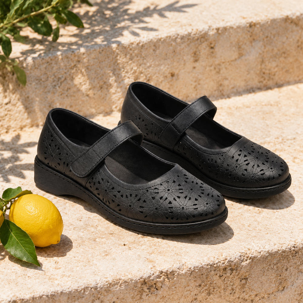 Ferrara Orthopedic Sandals - Black - styled
