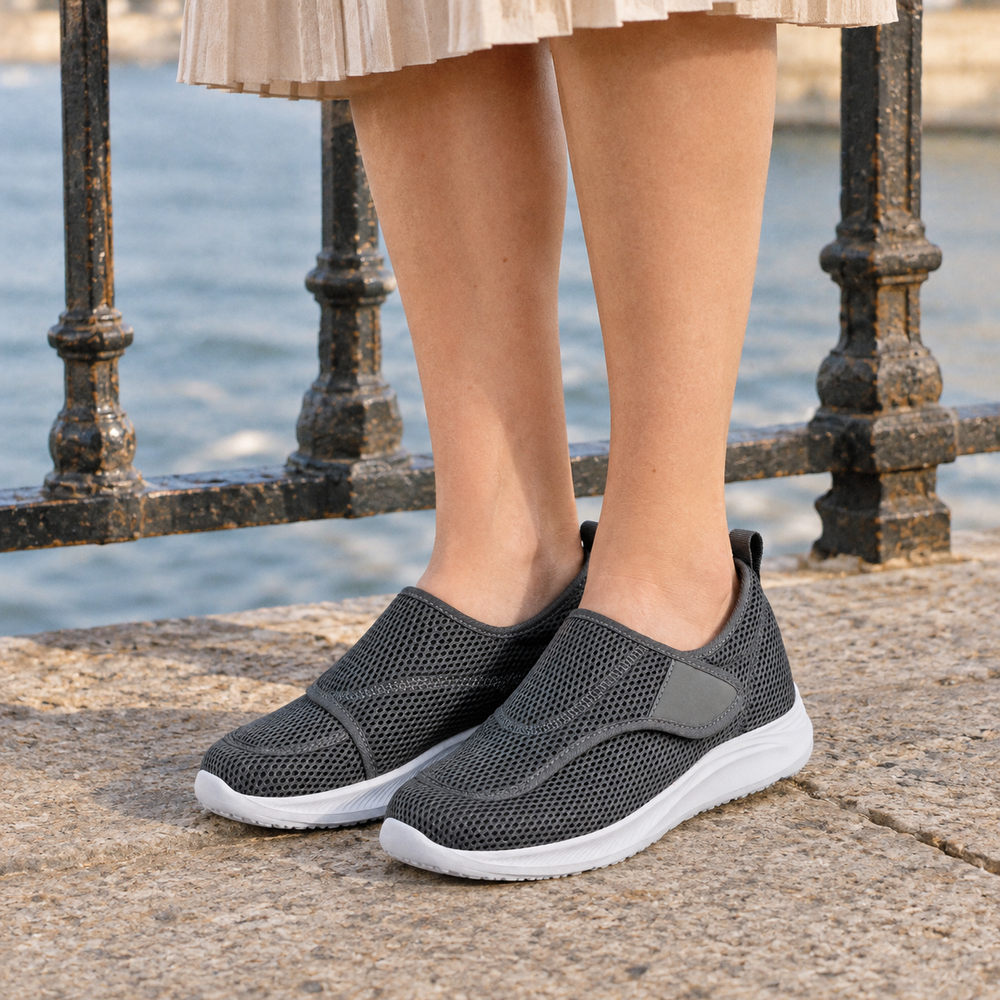 Folgaria Orthopedic Comfort Shoes - Dark Gray - on foot side