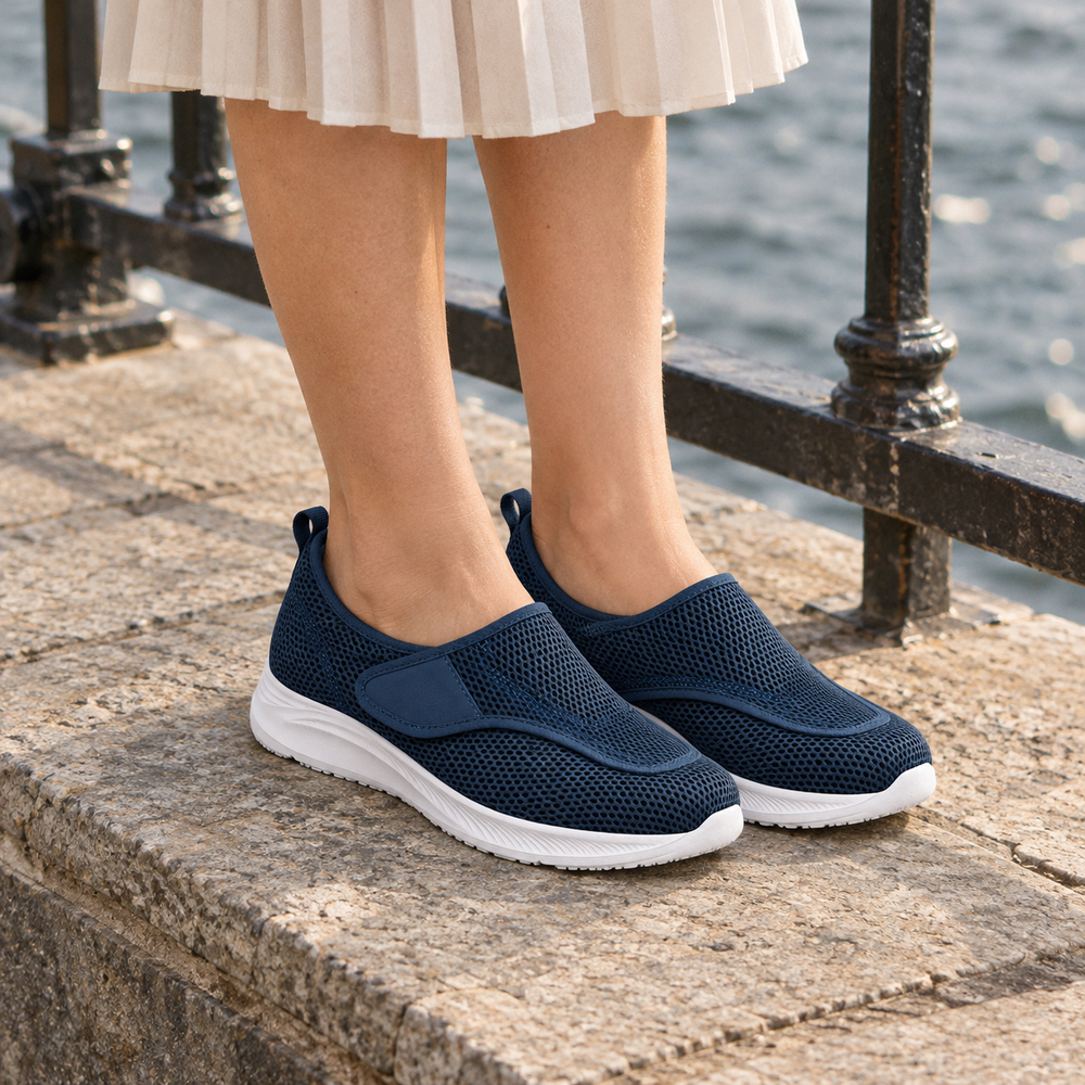 Folgaria Orthopedic Comfort Shoes - Navy - on foot side