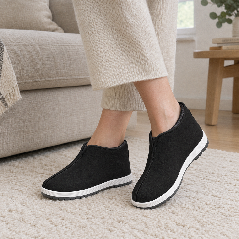 Gabicce Women's Orthopedic Slip-On Shoes - Black - on foot
