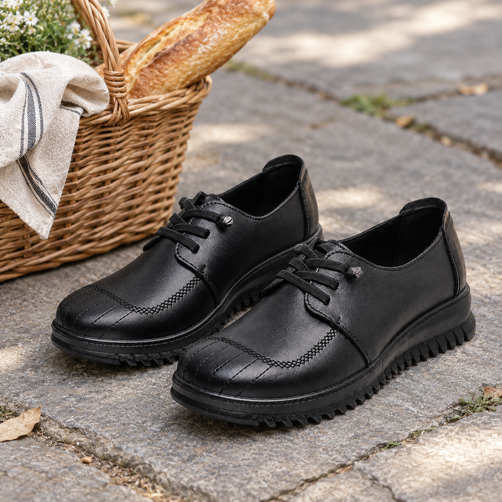 Lecce Orthopedic Comfort Shoes - Black - styled