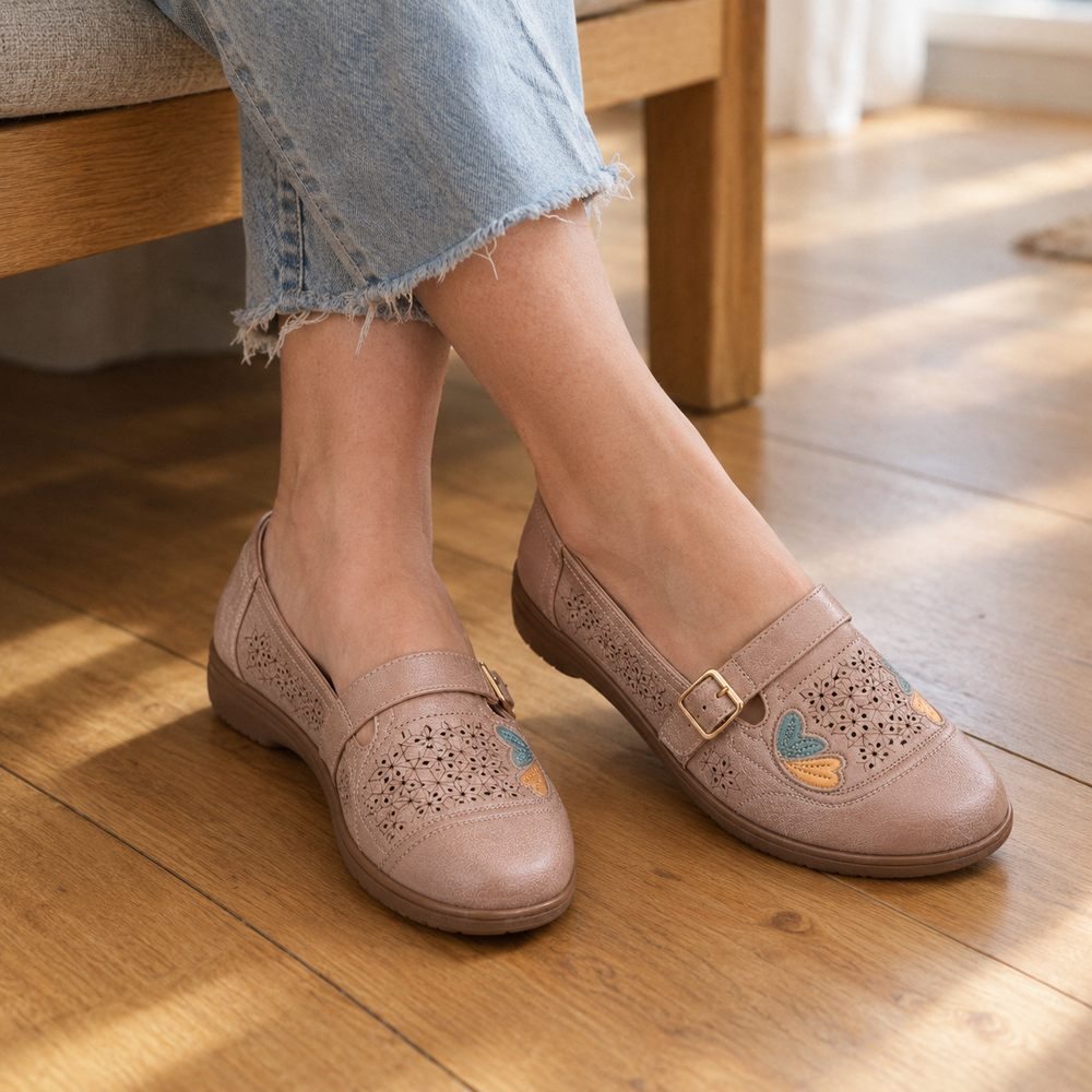 Menaggio Orthopedic Loafers - Dusty Rose - on foot side
