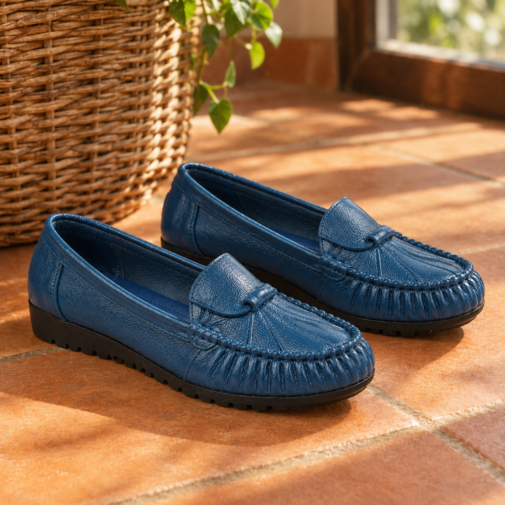 Messina Orthopedic Flats - Blue - styled